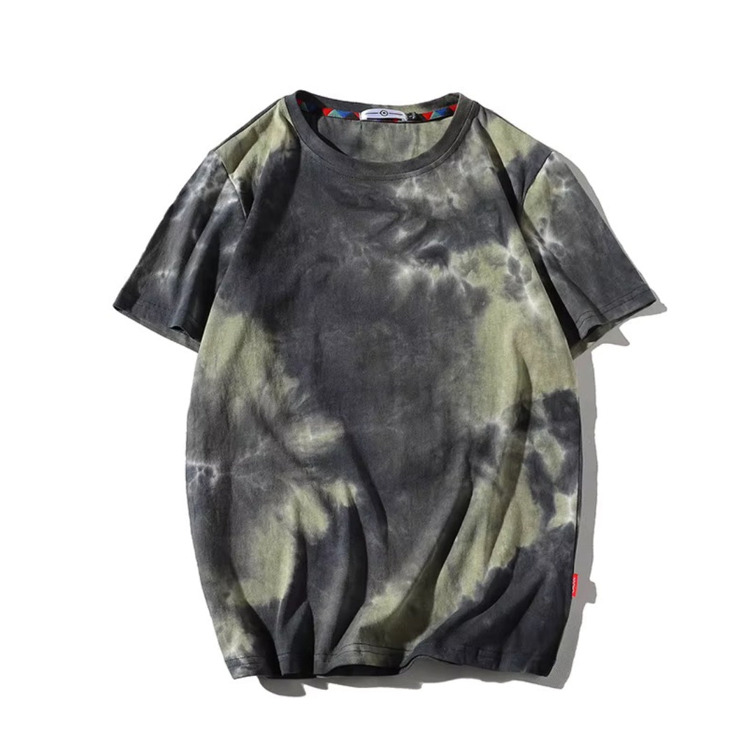 Artisanal Tie Dye T Shirt Vintage Coupe Décontractée En Coton Col Rond Dégradé Pour Style Rétro Moderne