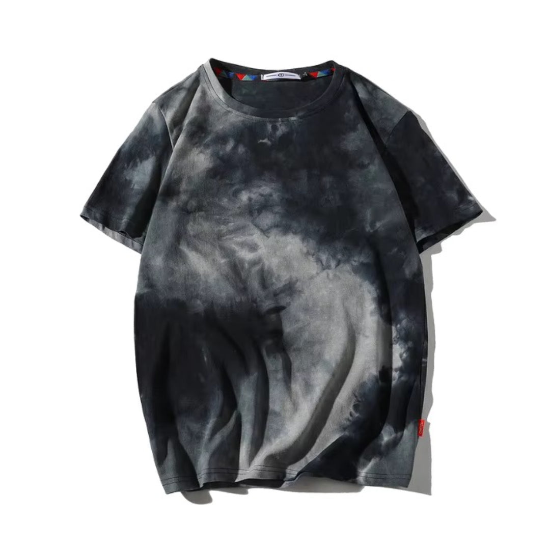 Artisanal Tie Dye T Shirt Vintage Coupe Décontractée En Coton Col Rond Dégradé Pour Style Rétro Moderne