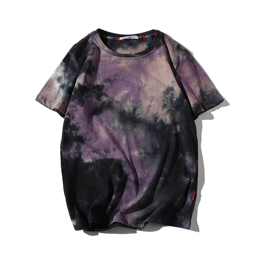 Artisanal Tie Dye T Shirt Vintage Coupe Décontractée En Coton Col Rond Dégradé Pour Style Rétro Moderne