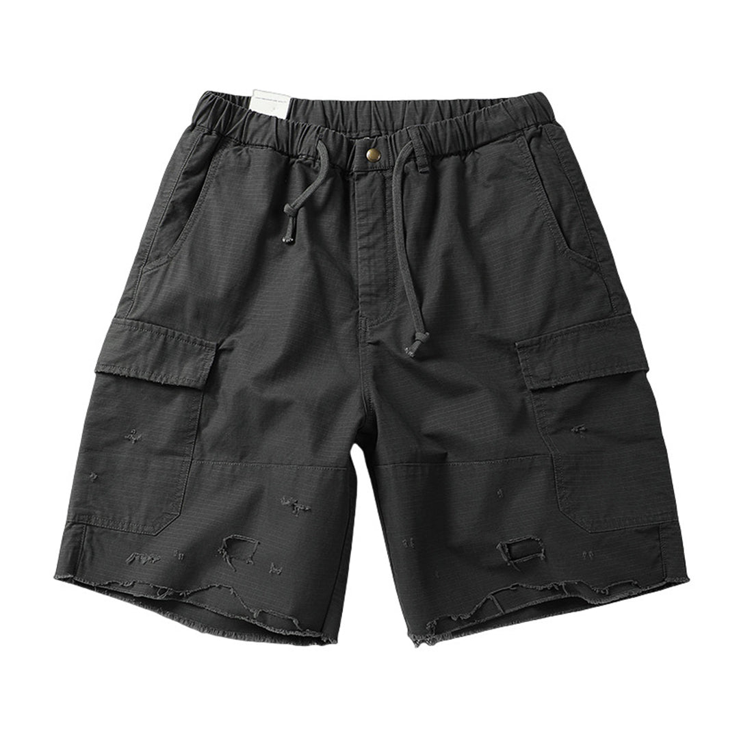 Shorts Cargo Camouflage En Coton Premium Avec Rips et Bord Brut Pour Style Militaire Durable Polyvalent