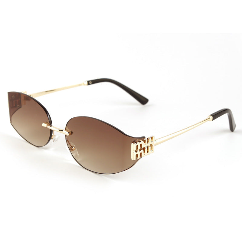 Lunettes de Soleil Nova Curve Ovales Sans Monture Ultralégères Branches Minces en Métal Verres Teints UV