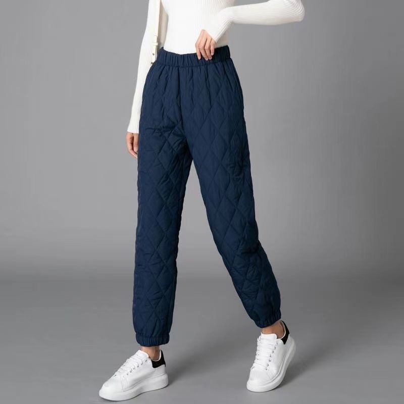 Nova Pantalon Matelassé Diamant Motif Avec Texture Léger Rembourré Ceinture Élastique Et Bords Côtes