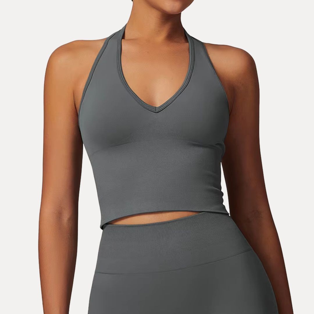Nova Débardeur Court À Encolure Halter Avec Soutien Push Up Et Tissu Sans Couture Respirant Pour Entraînement Et Loisirs
