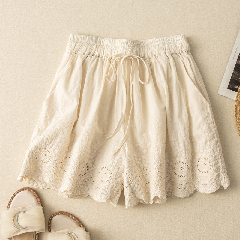 Shorts en Lin Coton Nova Femme Respirants avec Détails Délicats pour Été Confortable et Décontracté