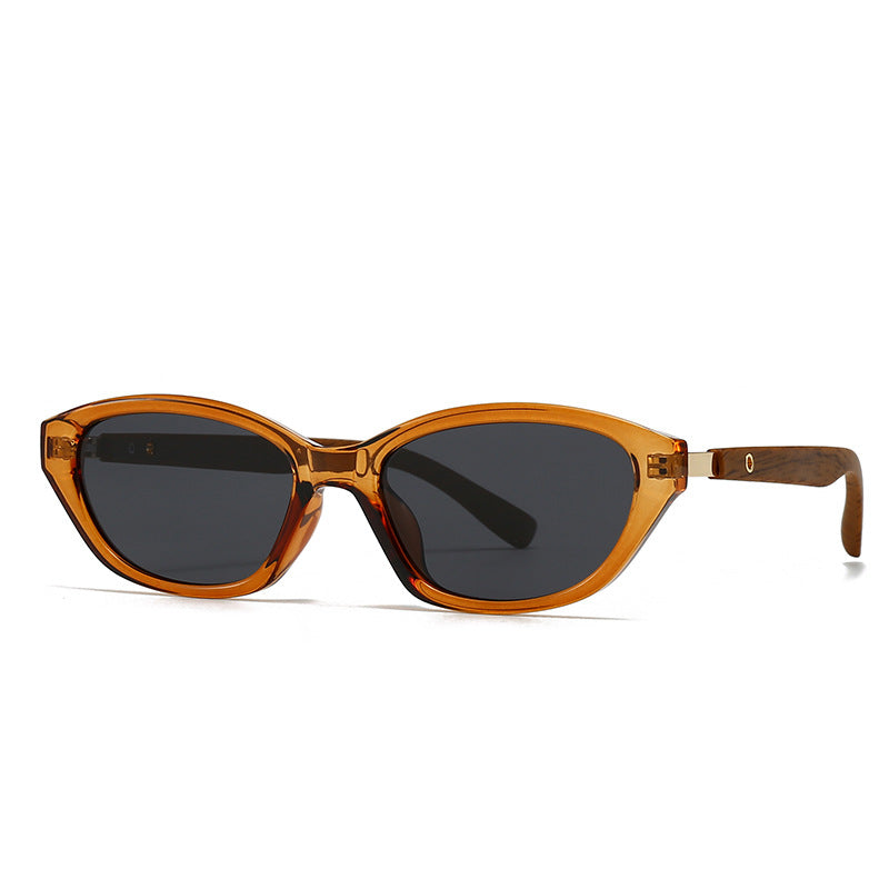 Lunettes de Soleil Nova Noir Shades Silhouette Cat Eye Moderne Chic Finition Mate Bras Bois Inspirés Protection UV