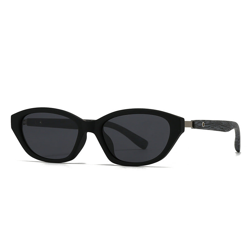 Lunettes de Soleil Nova Noir Shades Silhouette Cat Eye Moderne Chic Finition Mate Bras Bois Inspirés Protection UV
