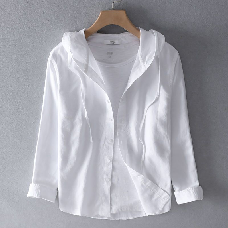 Chemise À Capuche En Lin Rayé Nova Mélange Lin Coton Léger Pour Été Confortable Et Décontractée