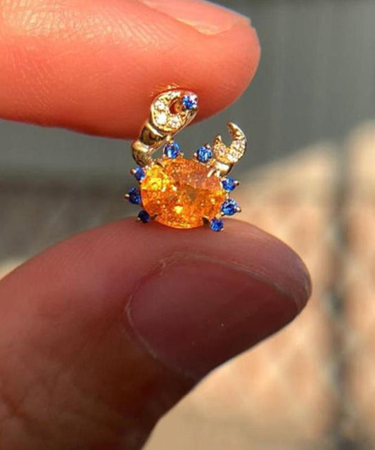 Boucles d'oreilles à tige en forme de crabe en alliage de zircon bleu fantaisie - Amawinc