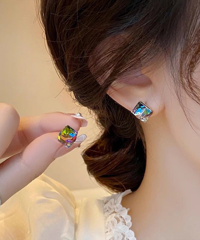 Boucles d'oreilles fantaisie en alliage de cuivre doré et cristal - Amawinc