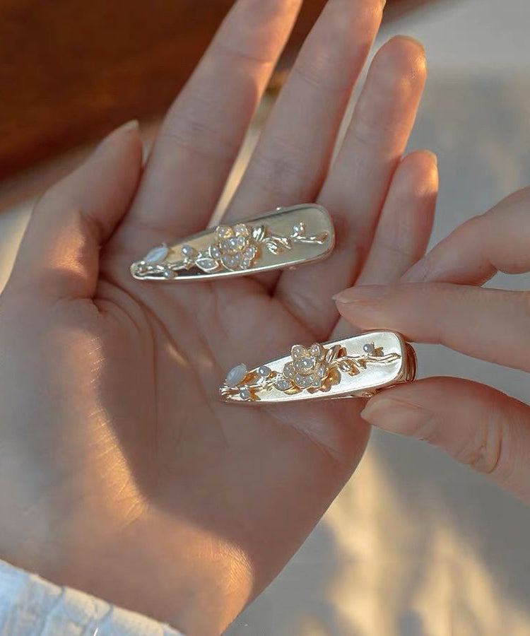Épingle à cheveux fantaisie en perles dorées et cuivrées - Amawinc