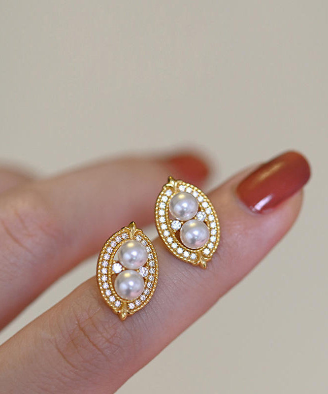 Boucles d'oreilles fantaisie en forme de goutte d'eau avec perles de zircon et cuivre doré - Amawinc