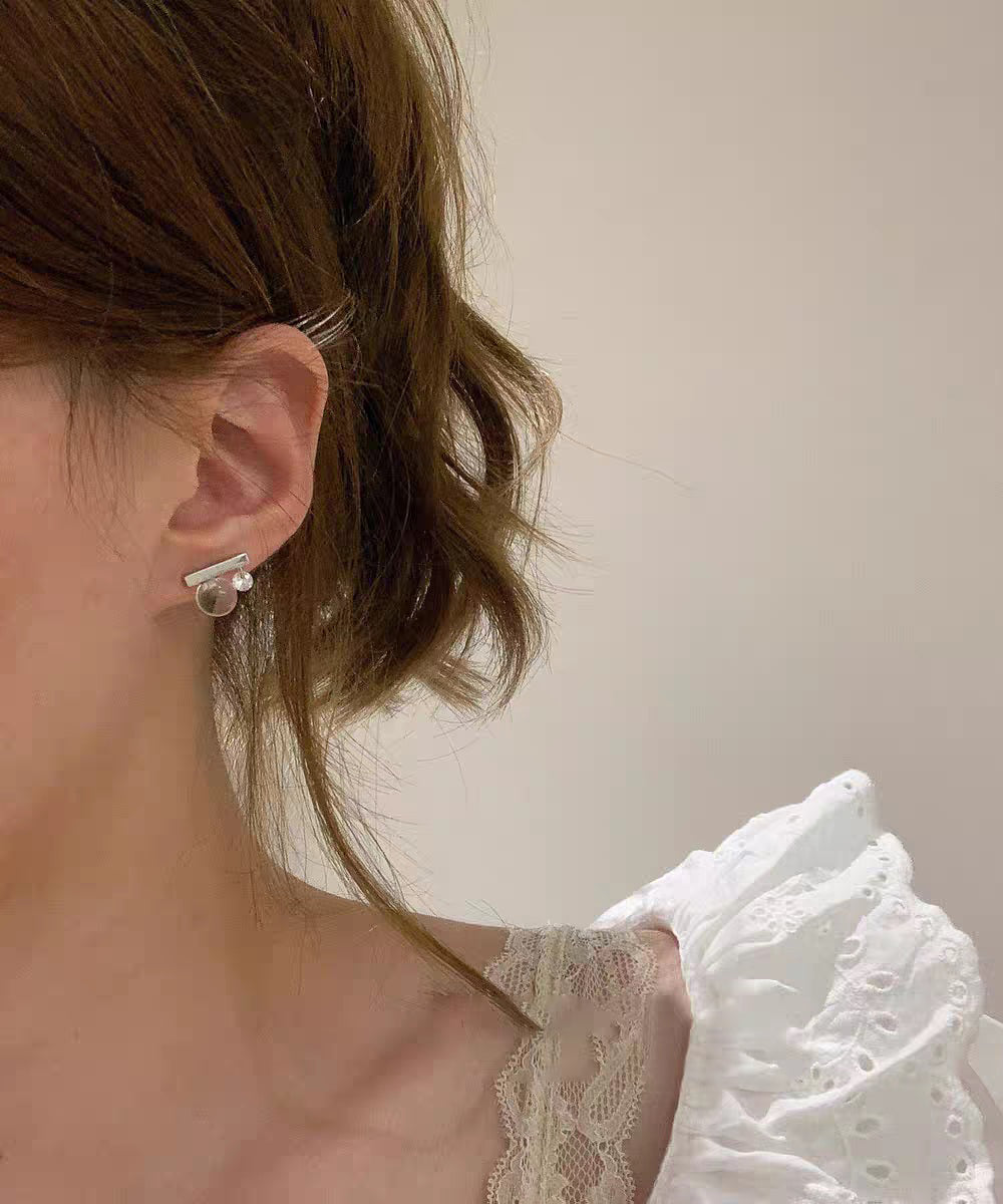 Boucles d'oreilles à tige fantaisie en alliage d'argent sterling et boule de cristal - Amawinc