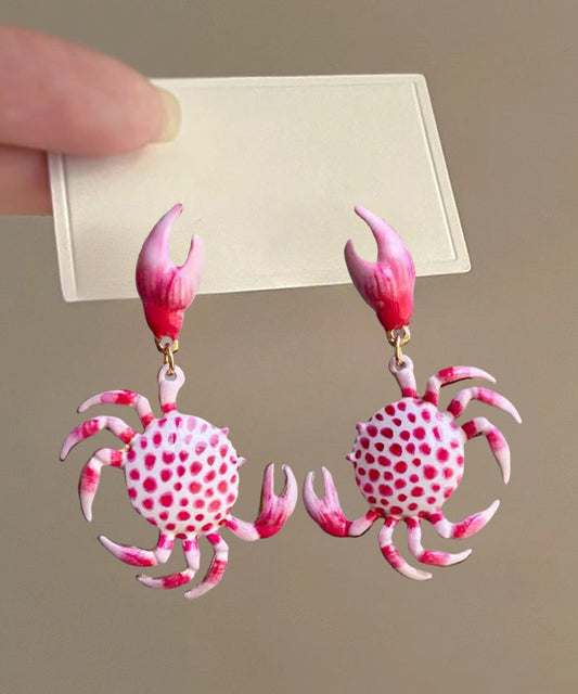 Boucles d'oreilles pendantes fantaisie en forme de crabe avec surdorure en cuivre rose - Amawinc