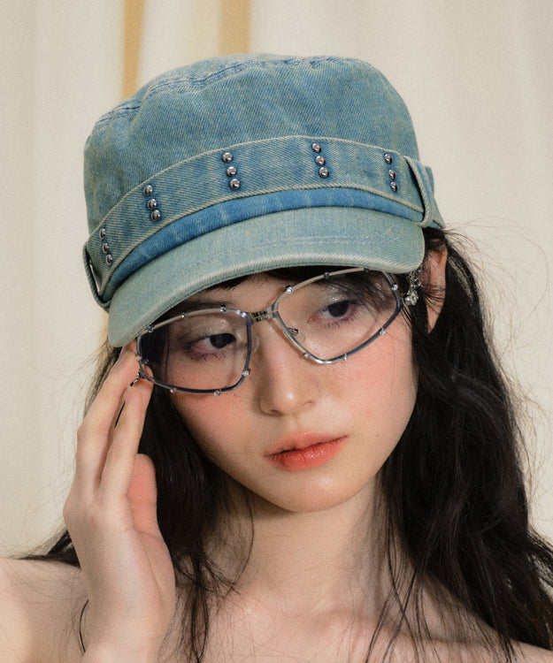 Chapeau breton en denim bleu à rivets fantaisie Vogue - Amawinc