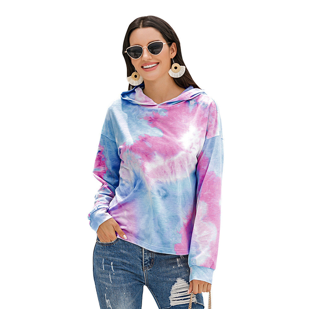 Damen lässiger Kapuzenpullover mit modernem Tie-Dye-Design Amawinc