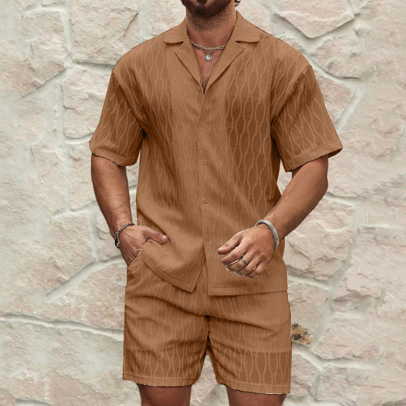 Ensemble Homme T Shirt À Manches Courtes Et Short En Coton Léger, Coupe Décontractée, 2 Pièces Été