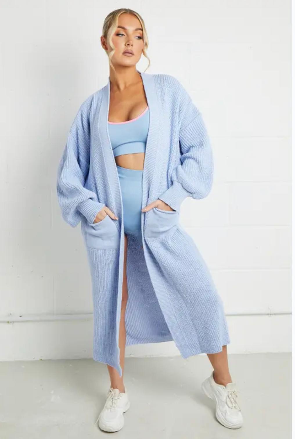 Damen Langstrickjacke mit grober Maschenstruktur und praktischen Taschen Amawinc