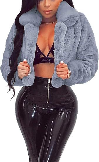 Damen Luxuriöse Kunstpelzjacke im eleganten Cropped-Design Amawinc