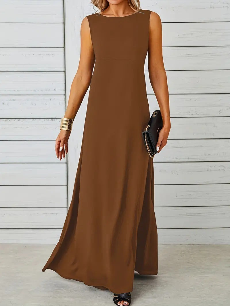 Robe Femme Sans Manches Coton Léger Coupe Décontractée Design Minimaliste Pour Été
