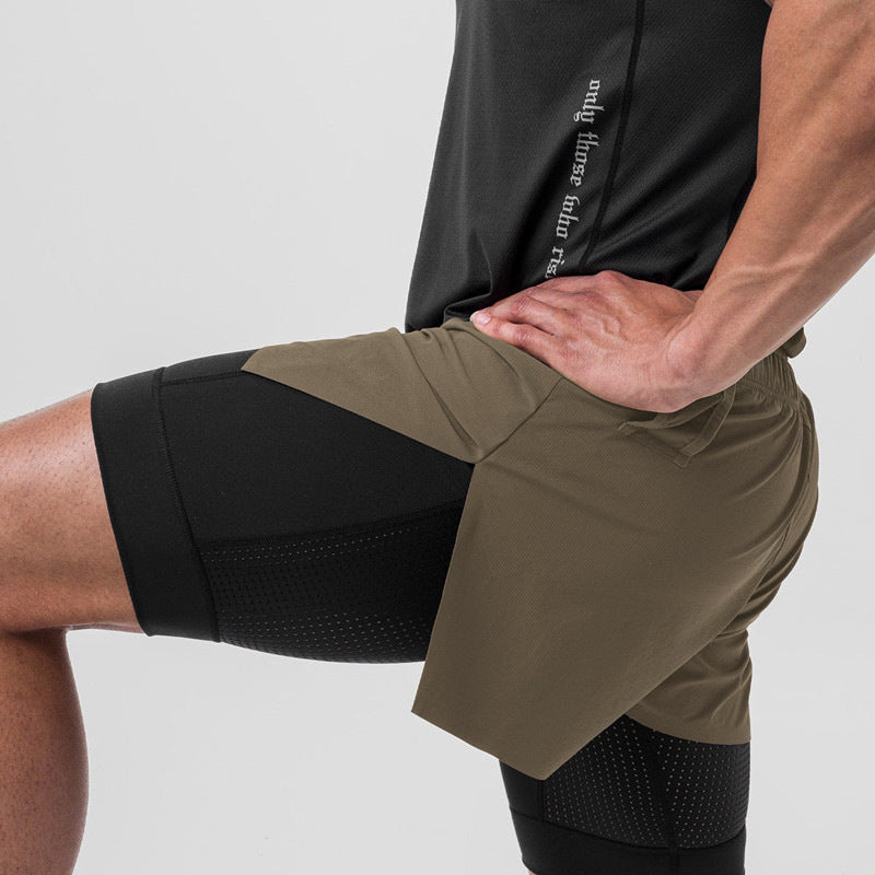 Shorts D'Entraînement Pour Homme Double Couche Design Compression Respirant Léger Performance Course