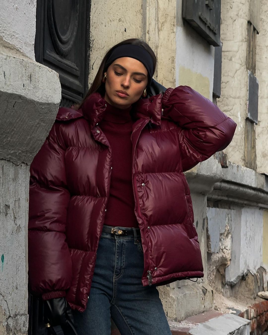 Damen Steppjacke mit voluminösem Schnitt und hohem Kragen Amawinc