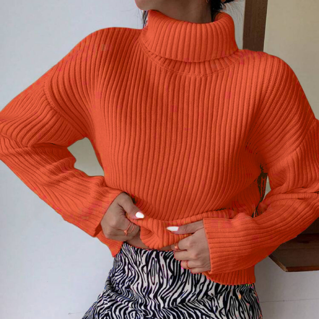 Damen Hochwertiger Rollkragenpullover mit strukturiertem Rippstrick Amawinc