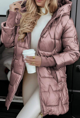 Damen Integrierte Kapuzenjacke mit steppendem Design Amawinc