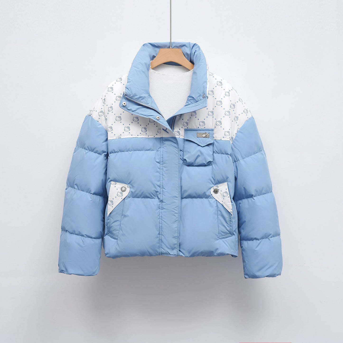 Damen Steppjacke mit hochschließendem Kragen und modischem Muster Amawinc