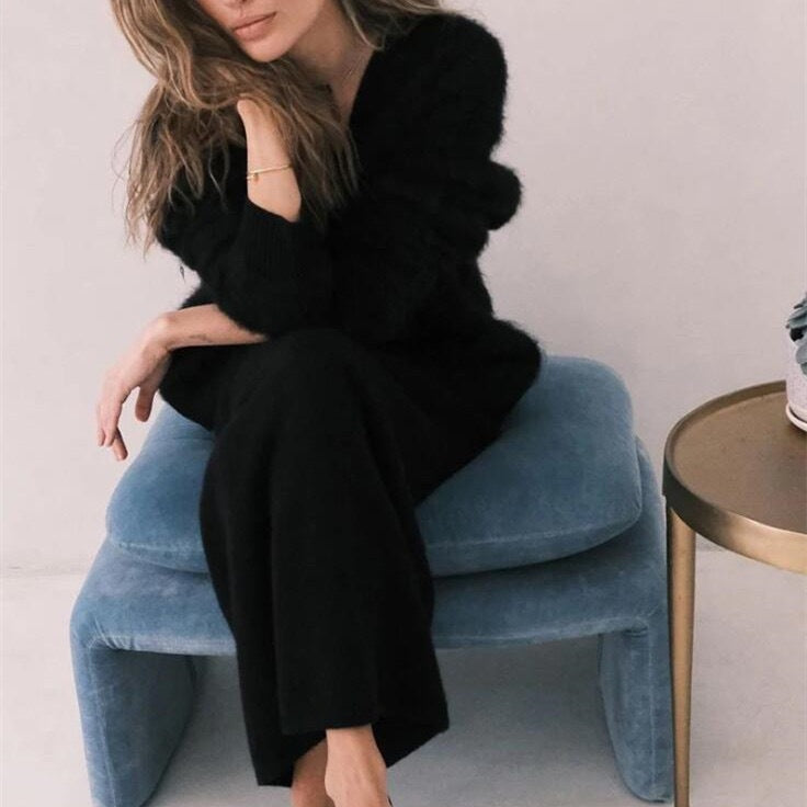 Damen kuscheliger Langarm-Strickcardigan Amawinc