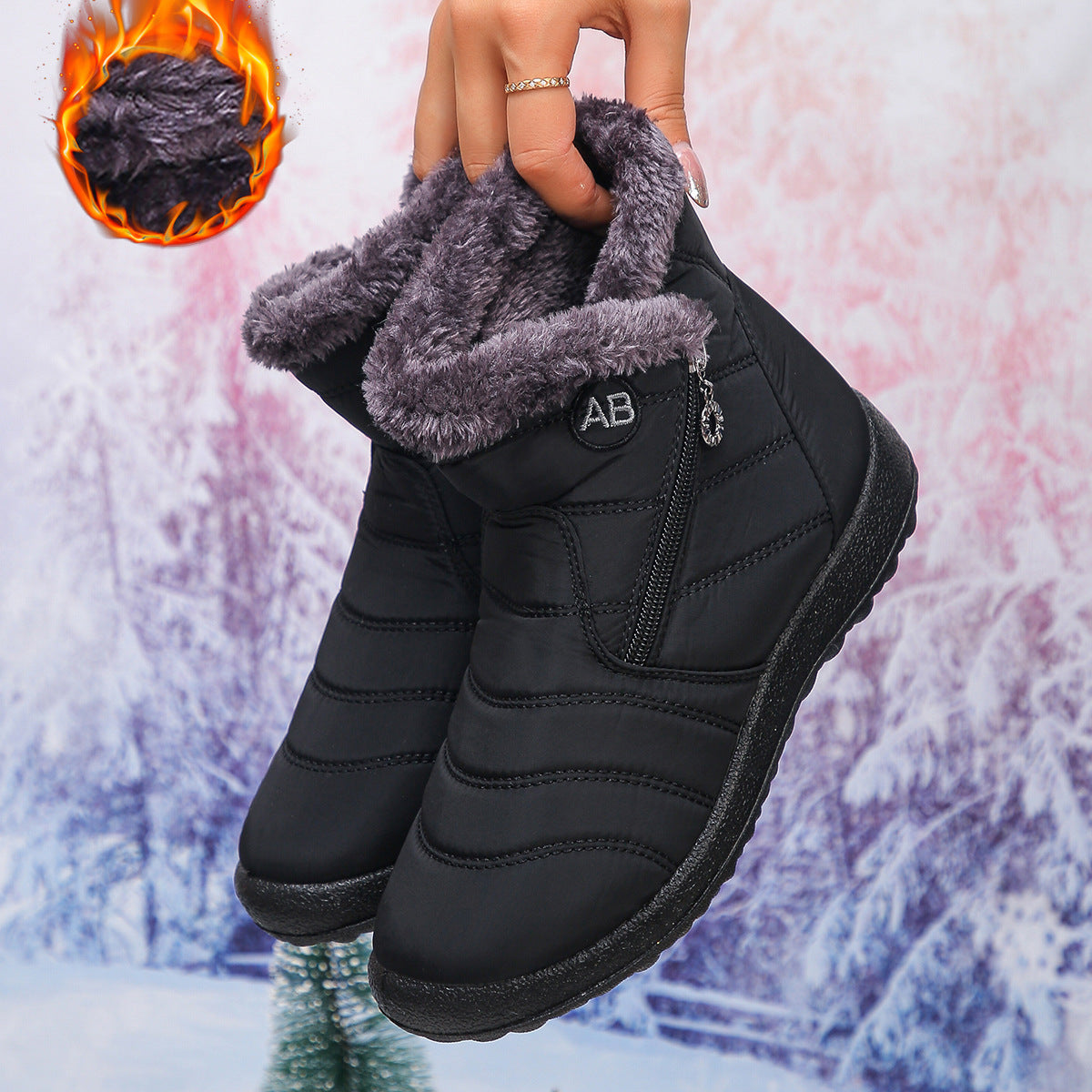 Damen Thermo-Winterstiefel mit kuscheligem Innenfutter und seitlichem Reißverschluss Amawinc