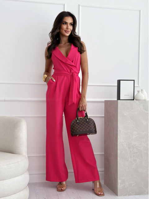 Damen Jumpsuit mit tailliertem Schnitt und Wickeldesign Amawinc