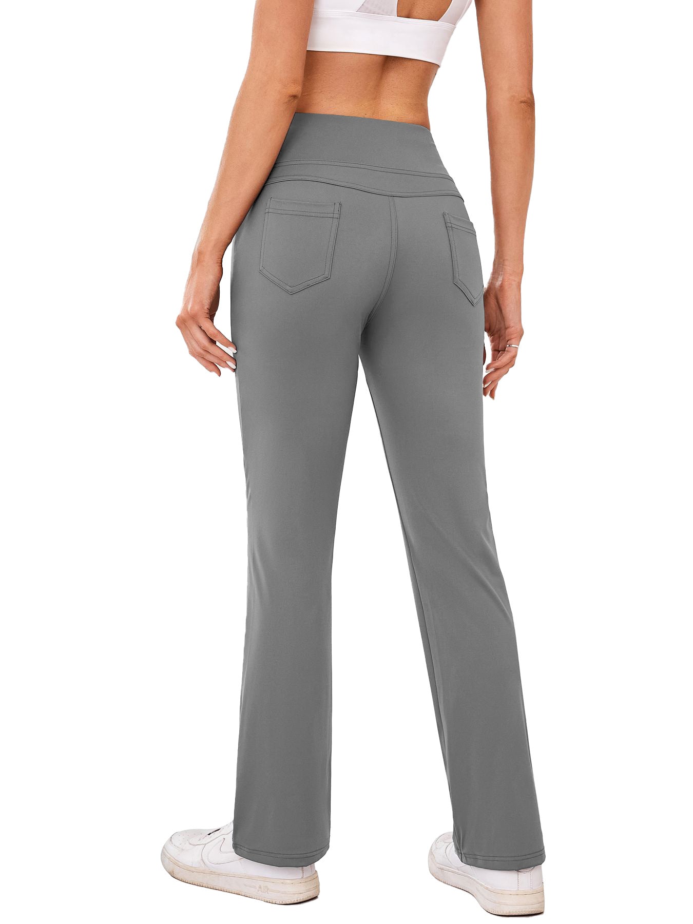 Damen bequeme Sportleggins mit hohem Bund und praktischen Taschen Amawinc