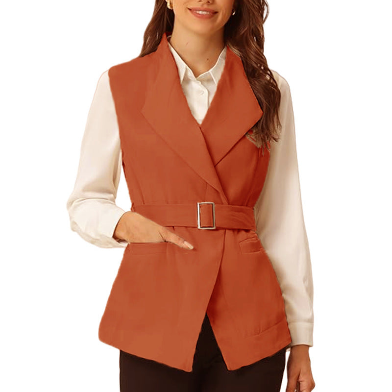Damen modischer taillierter Blazer mit großen Taschen und Gürtel Amawinc