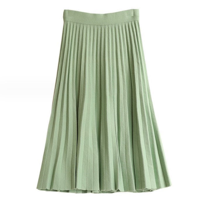 Damen Plissierter Maxi-Rock aus hochwertigem Strickstoff Amawinc