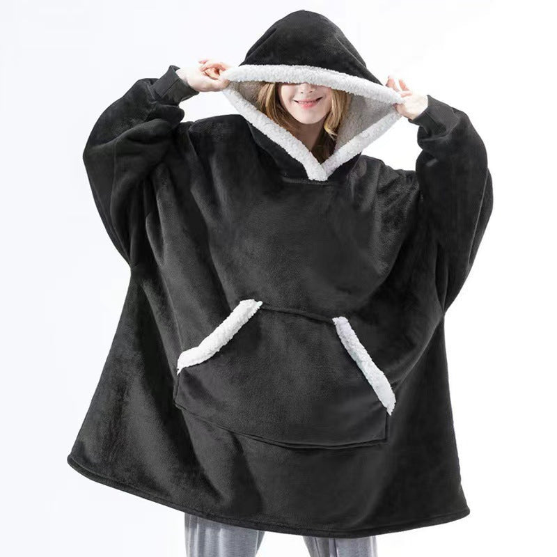 Damen Gemütlicher Hoodie-Poncho mit weichem Futter und praktischen Taschen Amawinc