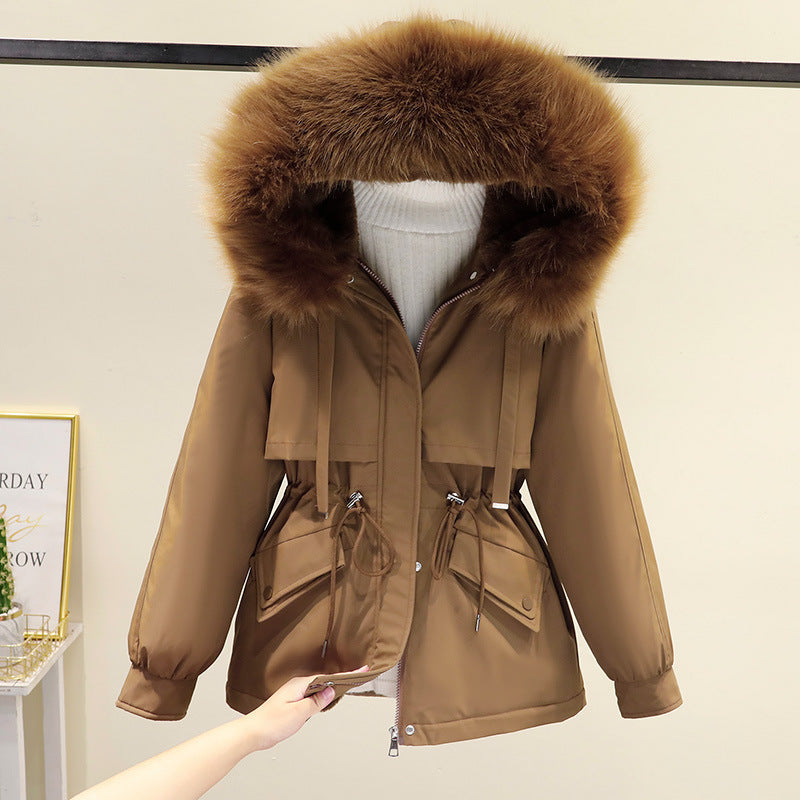 Damen Winterjacke mit funktionalem Reißverschluss und abnehmbarem Kunstpelzkragen Amawinc
