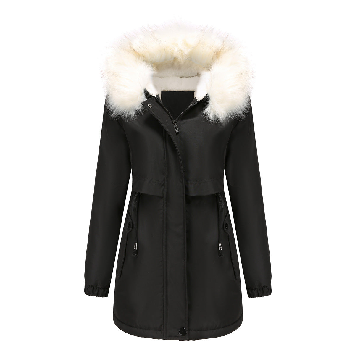 Damen modische Winterjacke mit abnehmbarem Fellkragen Amawinc