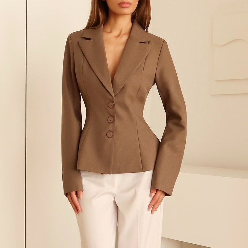 Damen taillierter Blazer mit elegantem Revers Amawinc