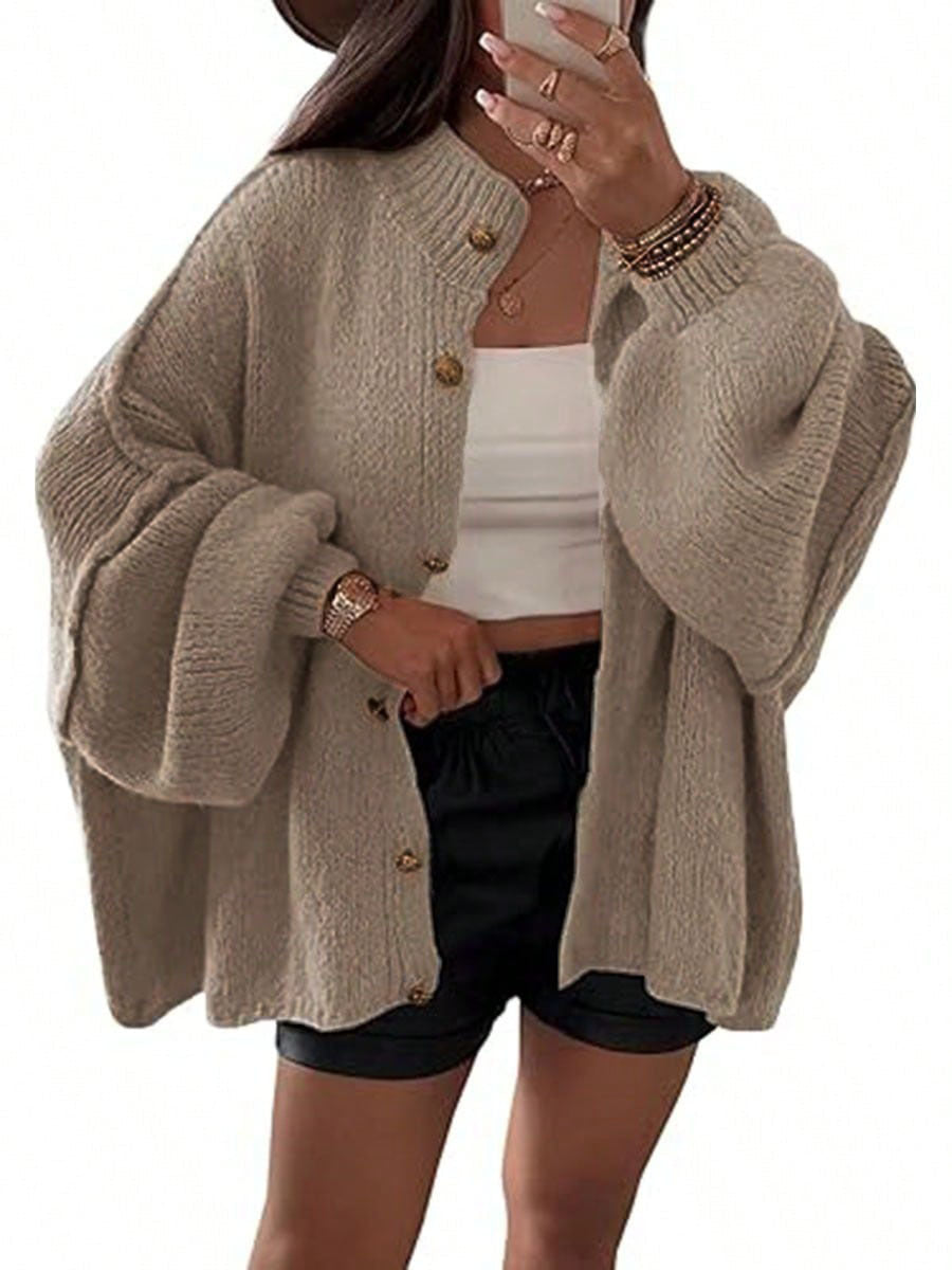 Damen Flauschige Strickjacke mit überschnittenen Schultern Amawinc