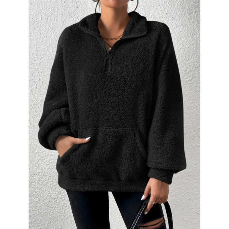 Damen Fleece-Pullover mit hohem Kragen Amawinc