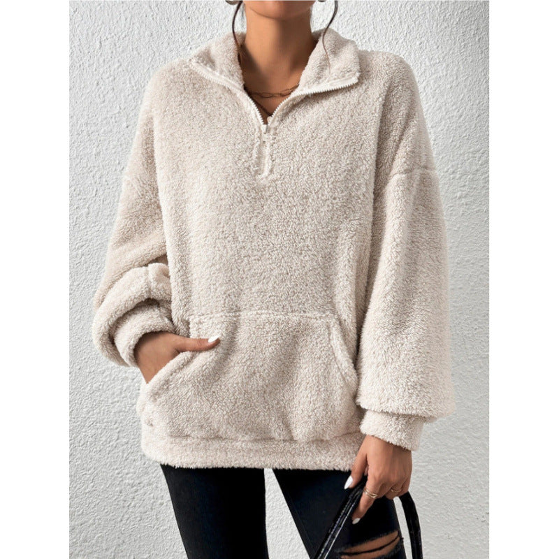 Damen Fleece-Pullover mit hohem Kragen Amawinc