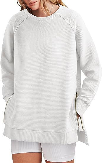 Damen modischer Sweatshirt mit seitlichen Reißverschlüssen Amawinc