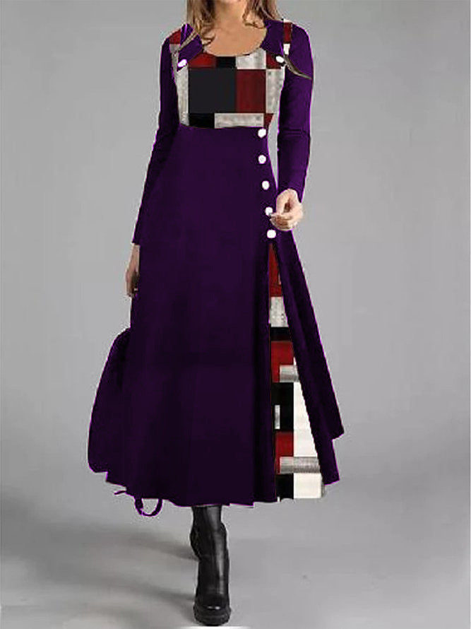 Fudus | Modernes, beliebtes, farbiges Langarm-Knopfkleid