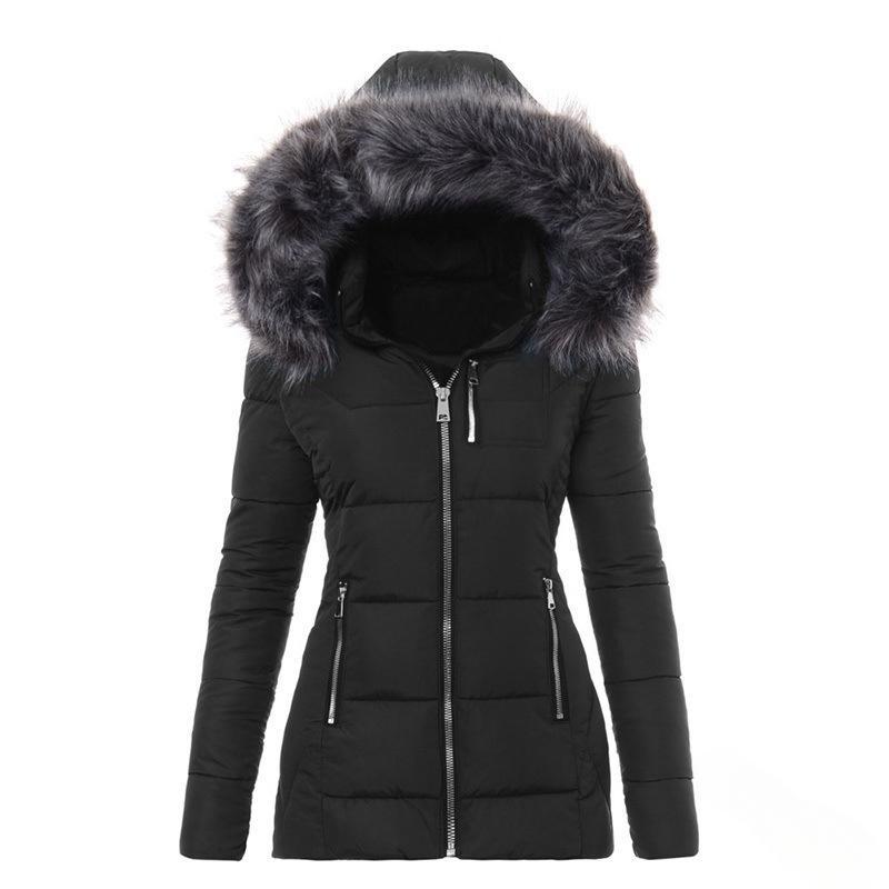 Damen Winterjacke mit abnehmbarem Kunstpelzkragen Amawinc