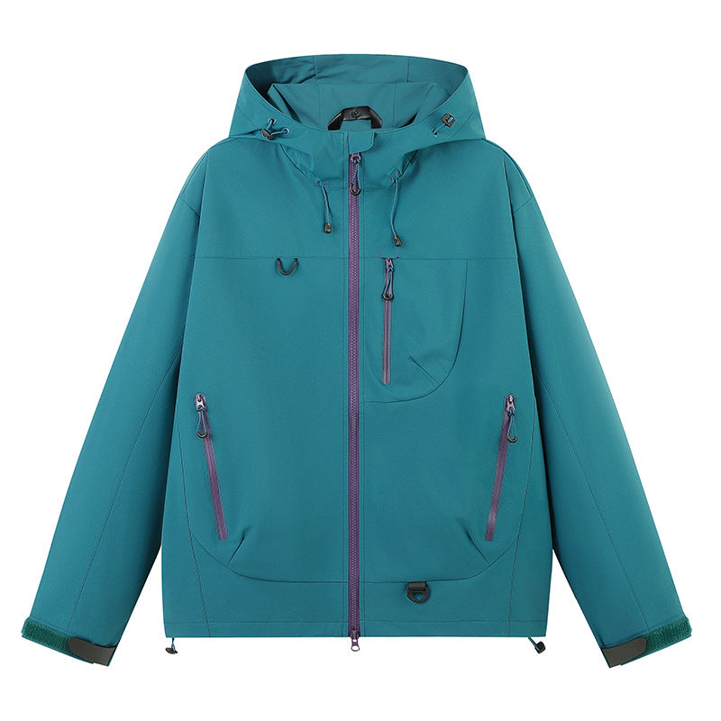 Damen wasserabweisende Outdoor-Jacke mit verstellbarem Kapuzenkragen Amawinc