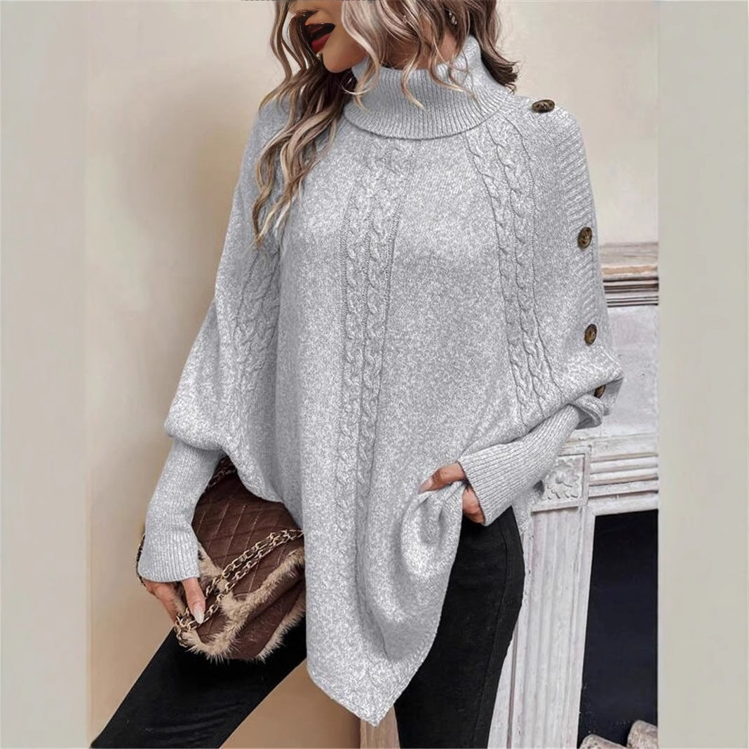 Damen eleganter Strickpullover mit Rollkragen und modischen Details Amawinc