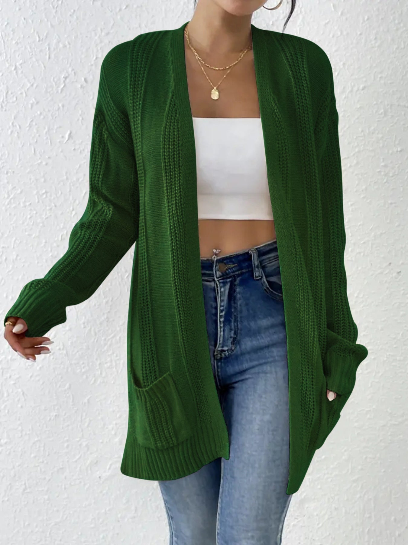 Damen Strickjacke mit Taschen Amawinc