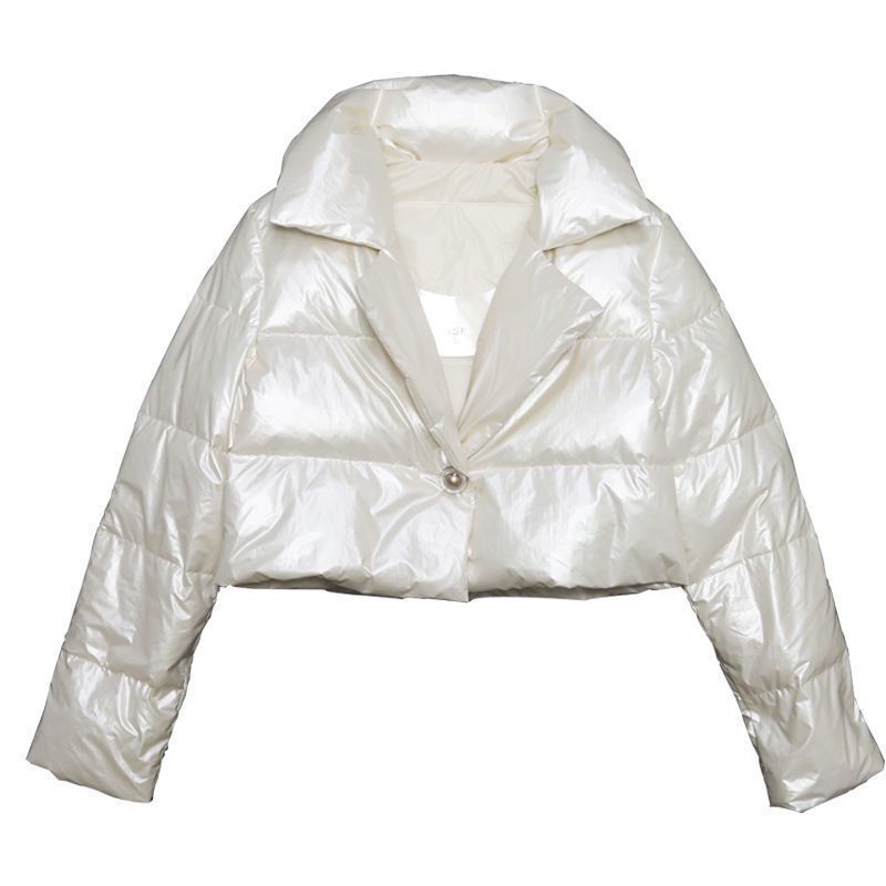 Damen modische glänzende Kurzjacke mit Kragen Amawinc