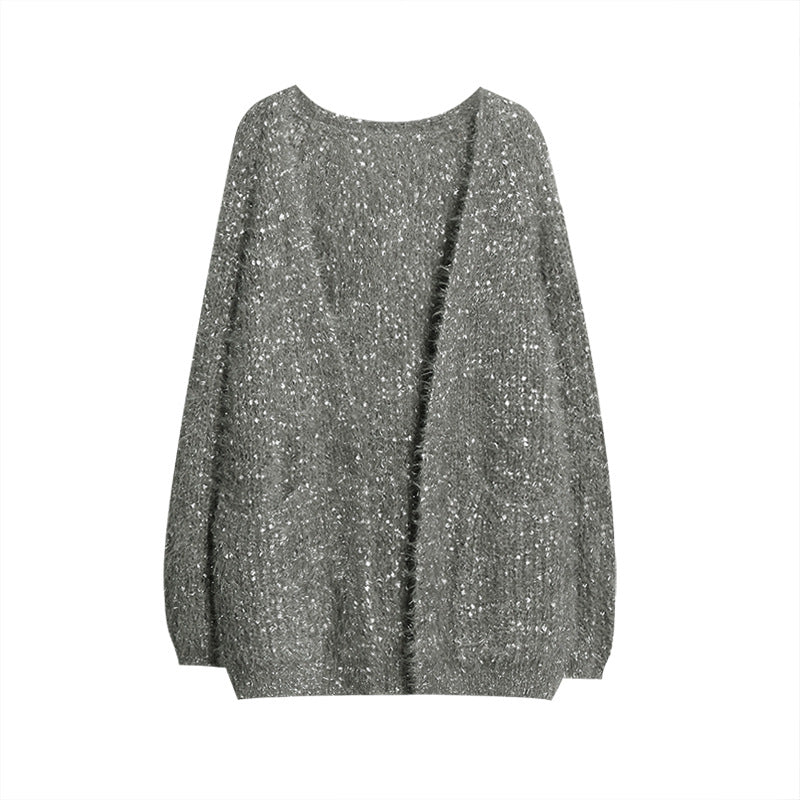 Damen glitzernde Strickjacke im modernen Casual-Look Amawinc