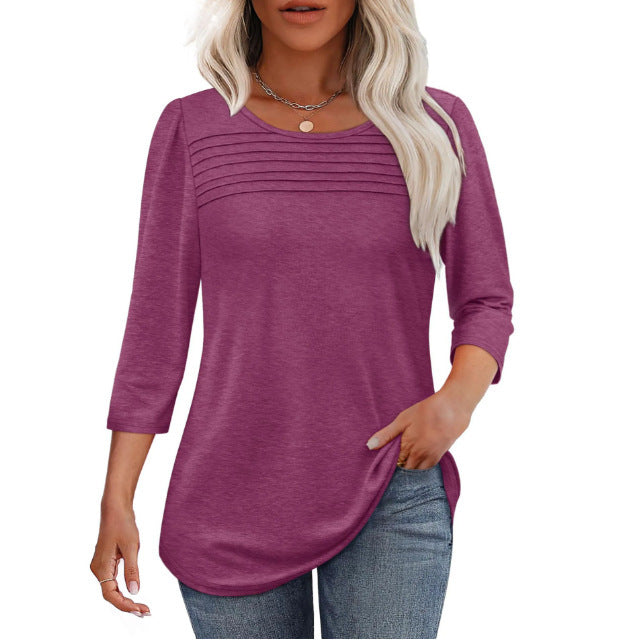 Damen Elegant geschnittenes Oberteil mit gerafften Details Amawinc